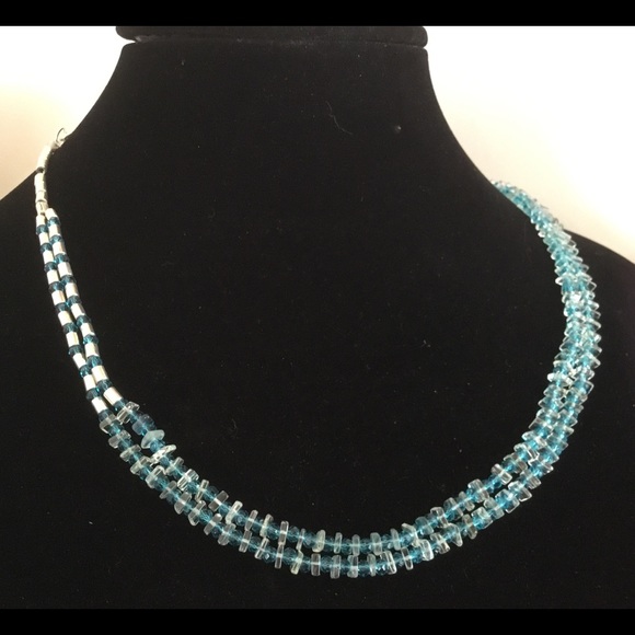 Faceted Blue Topaz And Amethyst Necklace - Picture 4 of 4